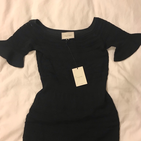 Alexis Sheira Off the Shoulder Knit Midi Dress L - Picture 5 of 8